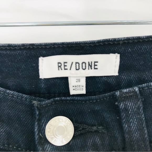 RE/DONE 90’s High Rise Ankle Crop Denim Jeans Jet Blue Black Wash Size 28 - Picture 3 of 9